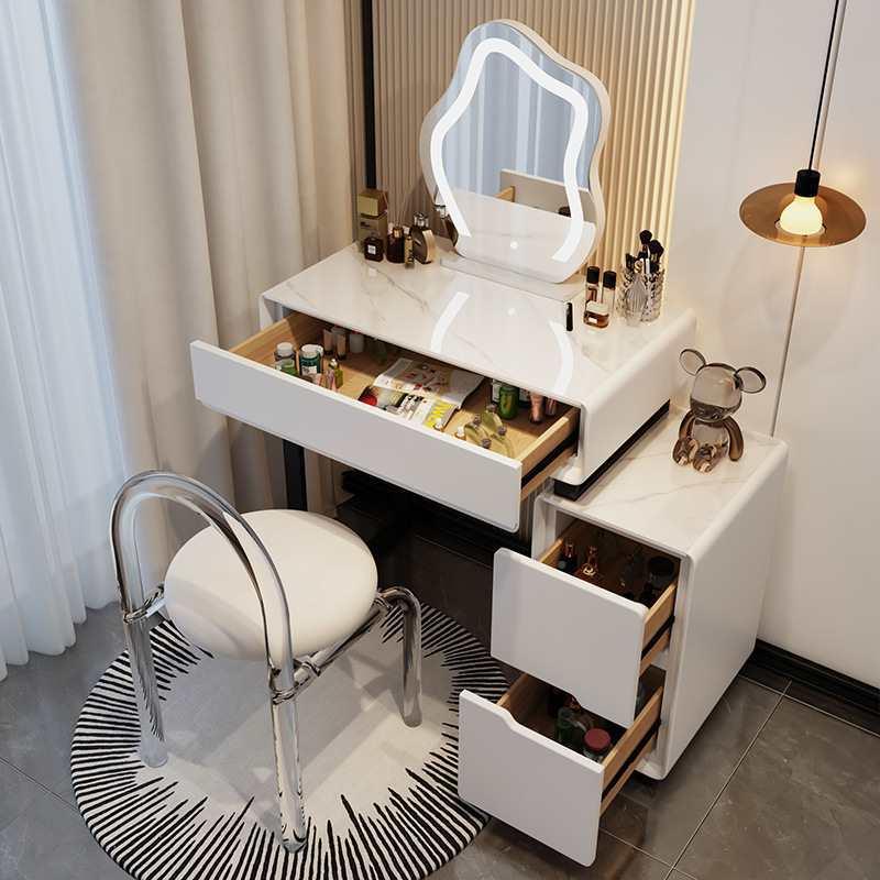 2025新款全实木岩板TRT一现代简约小户型梳台收柜体轻奢纳妆化妆