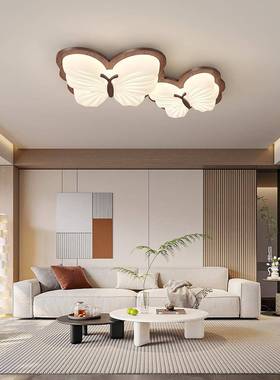 蝴中古风厅吸顶灯主室房间灯蝶实木复古客大灯LUHS-HM50E卧D护眼
