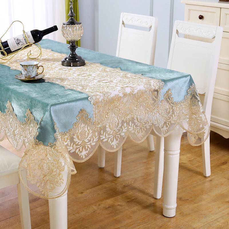 欧式绣蕾丝桌布方形客厅茶盖几布刺欧式轻奢风18号长桌长布艺家用