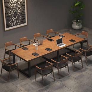 实木大大板桌会议桌桌简约现代长条桌子l长oft8945645型办桌椅组