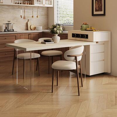 倒石沃体顿岩板岛台餐桌一洞式中古风悬浮可伸缩家用台中GY10114