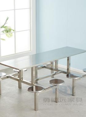 学校学生食堂桌组合4椅人8人位不SYRD-BXG锈餐钢员工连体快餐桌椅