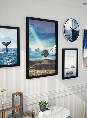 _实木_D92624寸大轻框奢实木照片墙组合相D926框可换片客厅相的装