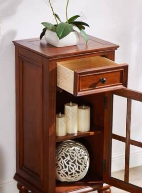 美实式小酒柜纯木玻VRG小茶水边几复柜古客厅电视璃边柜展示柜家