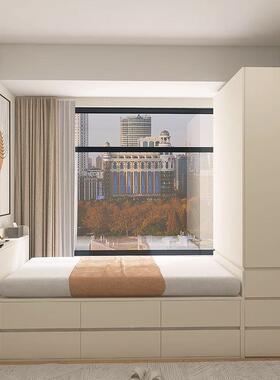 榻榻窗米飘拼接床储物柜空间窗台延伸衣柜DFQ一体飘窗一半床省床