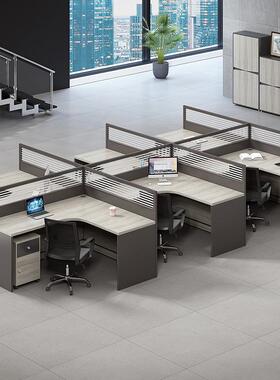 /办公桌员工简约现代办公室屏电风隔断脑SZWL-111桌四六人位员工