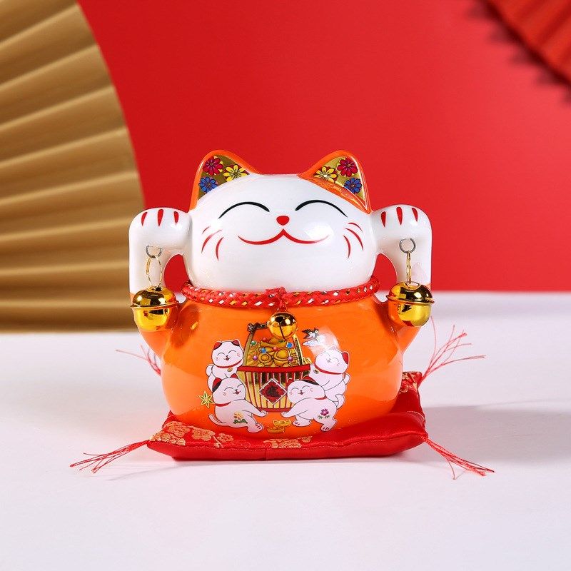 创意可爱5寸储蓄罐招财猫开业存钱车载办公 家居客厅小号摆件送礼