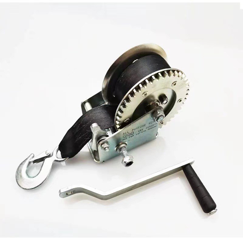 手摇绞盘绞车 编织带 1200\2000磅 便携式绞盘强力拖车绞盘配件