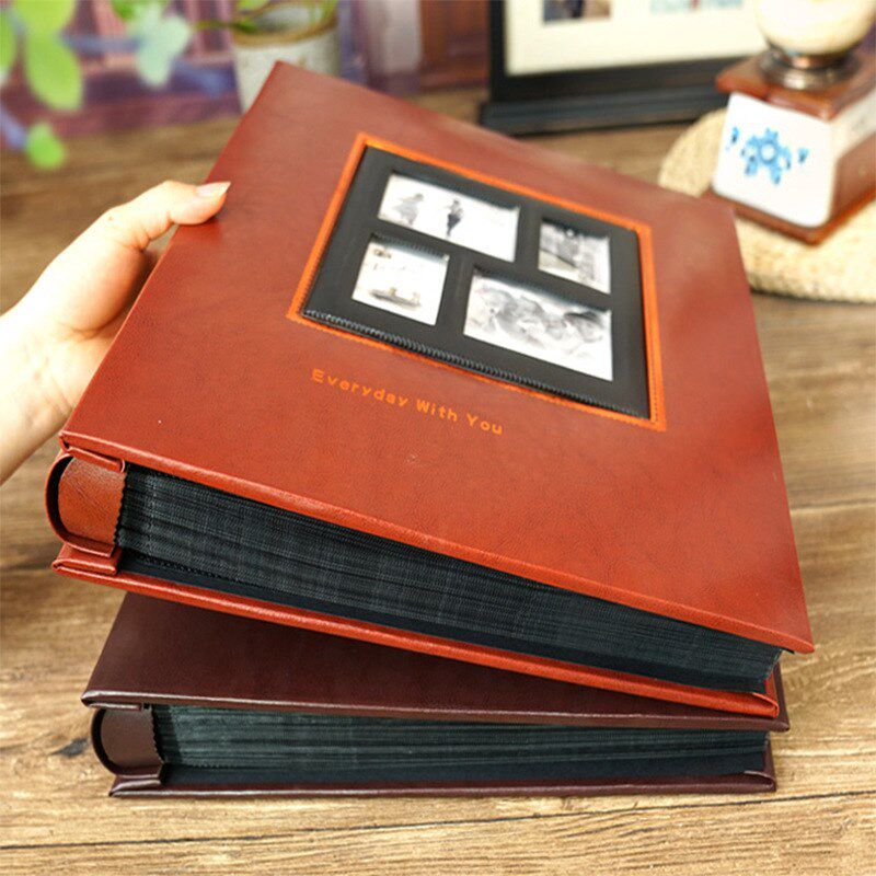 皮质相册影集大容量6寸相册本5插页式7寸家庭复古照片混装纪念簿8