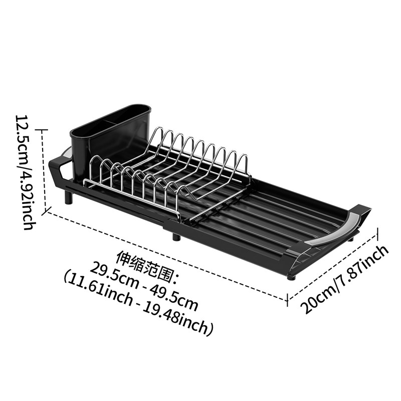 碗碟收纳架可伸缩碗架厨房置物架台面放碗盘筷子沥水篮沥水架