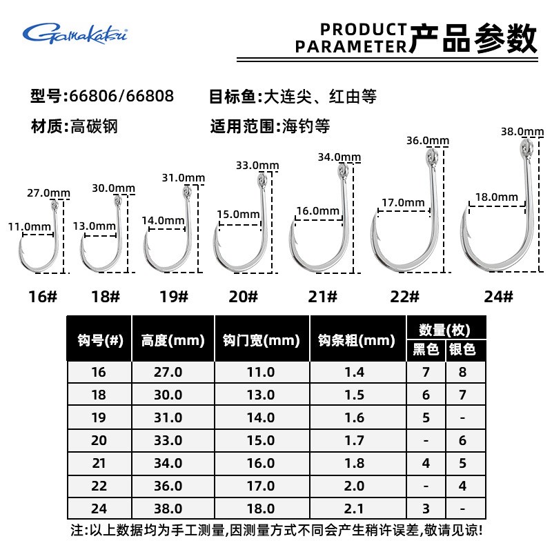 日本伽马Gama深海管付千又66808/66806石斑钩钓底放流钩