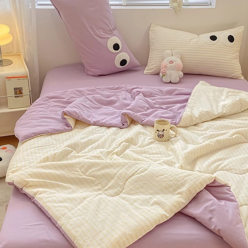 水洗棉夏被空调被子可机洗薄款夏凉被四件套夏季单人宿舍春秋被芯