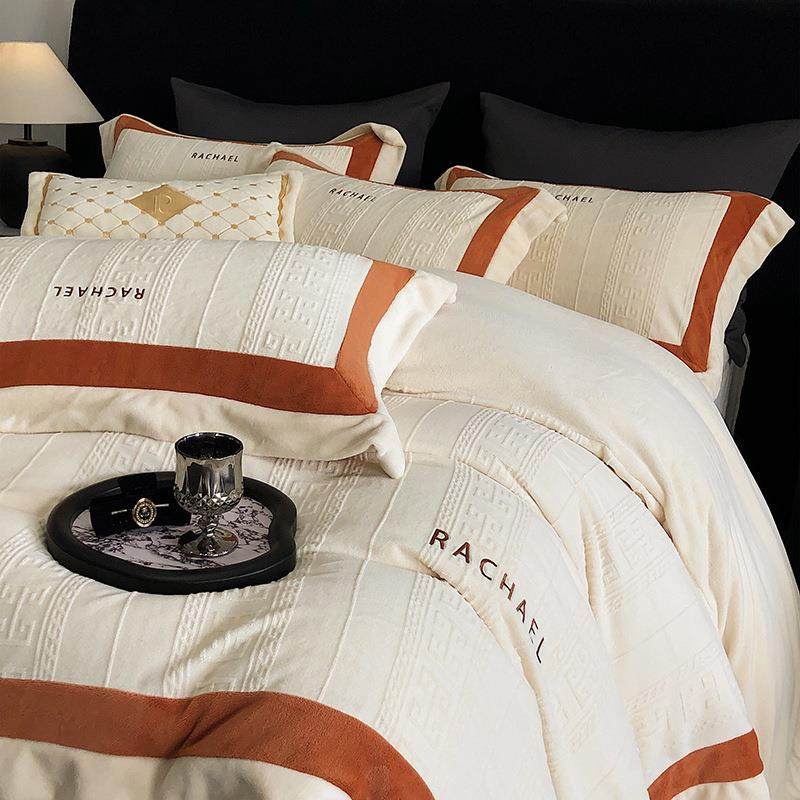 高端A类暖母婴奶绒四件珊套冬加厚保被瑞雪rx套床单季瑚绒床上用