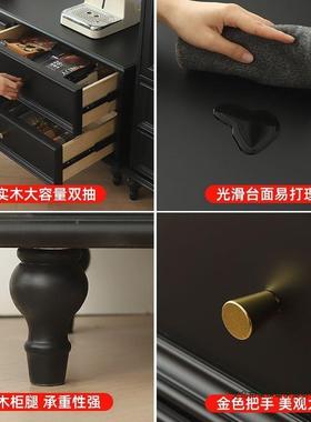 木电柜美式客黑厅家用轻奢视感中古色复古小户型实储物落CKA地柜