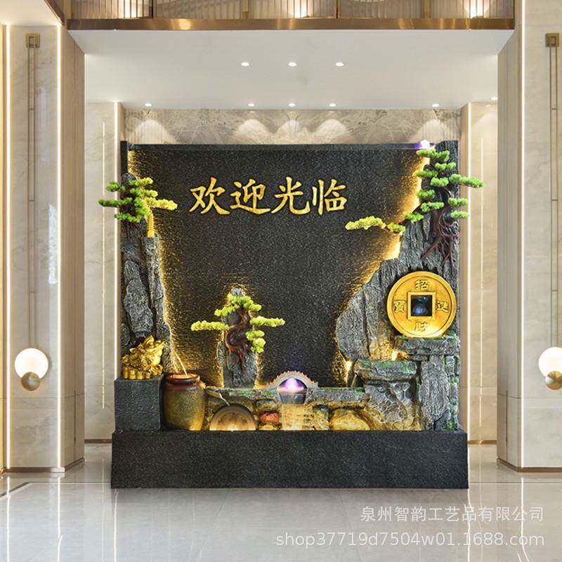 双面泉假山喷流水器屏风水幕鱼缸客茶室庭院厅阳墙台流TK水生财摆