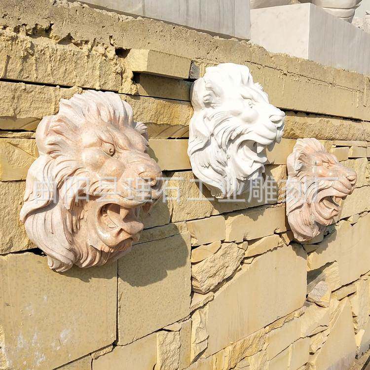石雕狮头喷水水刻户外子招财流水喷泉欧雕式装饰挂件碧泉LS-X268