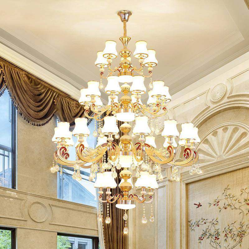 吊欧大厅合金吊灯酒店工锌程美式简约楼中683楼复式式楼客厅别墅,家装灯饰光源,智能吊灯,淘宝优惠券,粉丝福利购,淘宝优惠卷