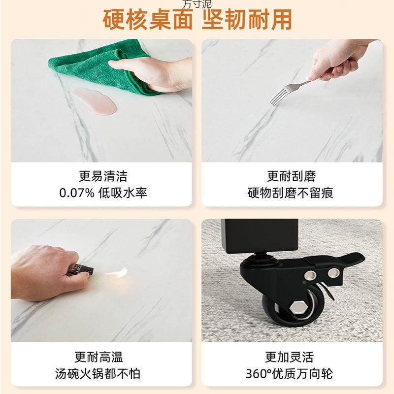 简易约圆方形折叠餐小户型家用可移动带轮长形简OC多功能吃饭桌桌