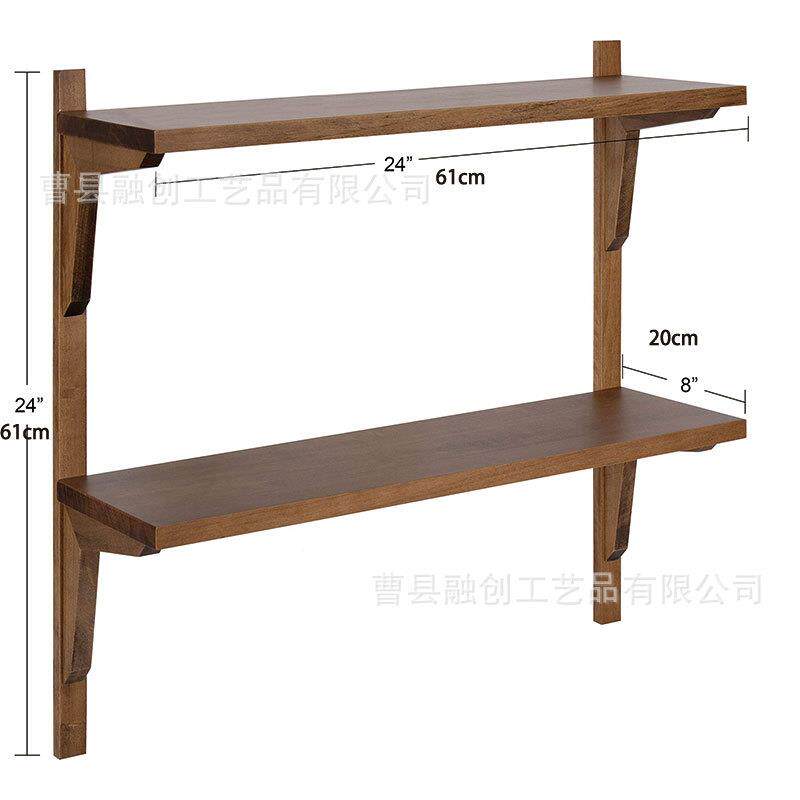 实木双层壁墙上置物架客挂厅卧室装饰墙上置物墙物壁式置物架厨房
