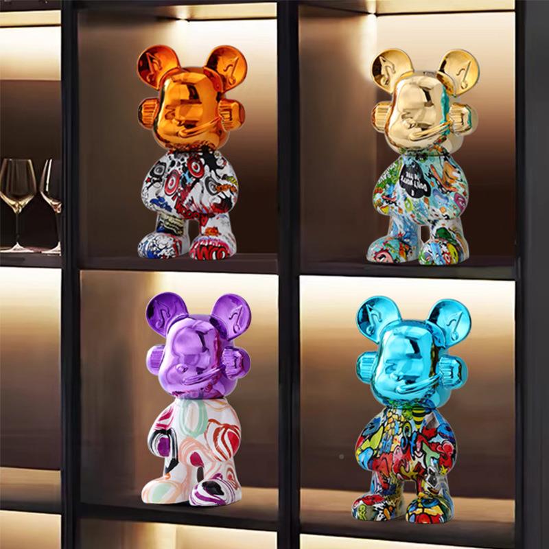 204新款暴力奢音乐卡通熊艺摆件GZ家工居2客厅现代轻装饰品厂家