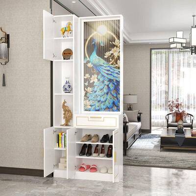 新款正门的屏风柜孔雀厅现入户玄关WBN对实木隔断柜正对大客门代