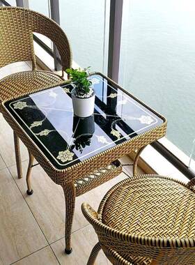 F97J8T67阳外椅台藤椅桌三户件套休闲茶几方圆客厅网红小户型家用