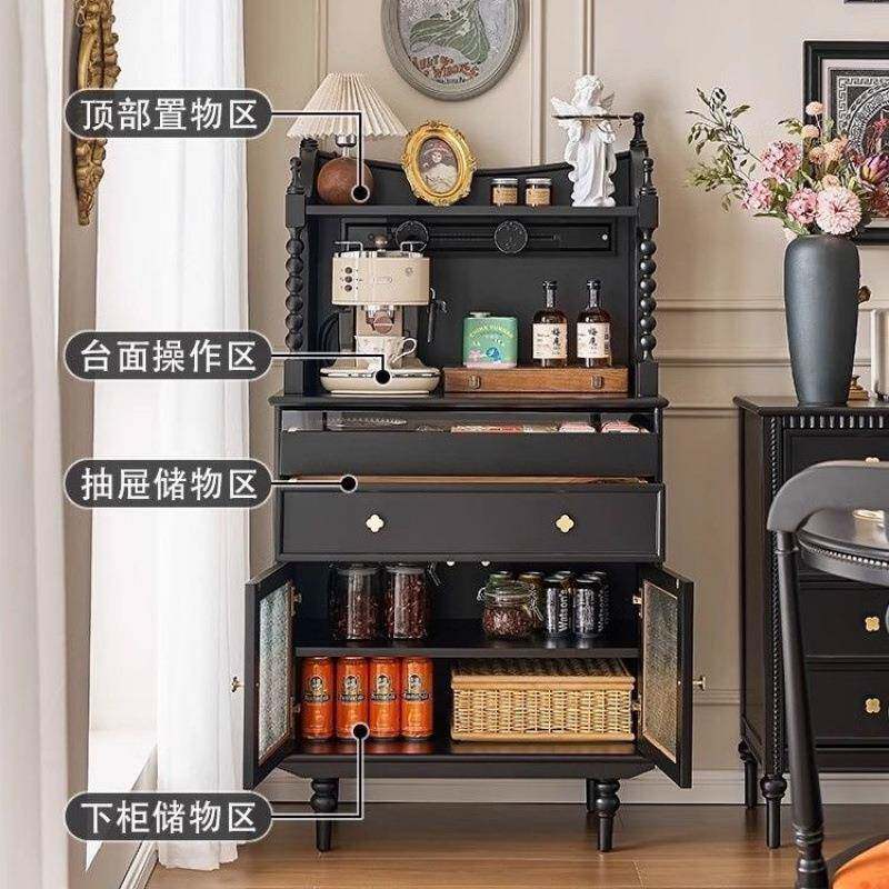 法式柜实木餐边复古边柜厅茶水储物靠墙一中古美体式客厨房收纳柜