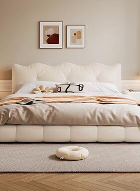 冬代熊现简约波科技皮床艺主卧婚床法式轻奢浪双人CJW高箱储物抽