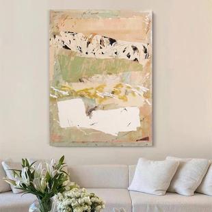 顺丰餐厅象绘油餐画《夏序》》暖色抽玄关挂画客厅厅手装ZMF饰画