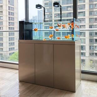 白玻璃底滤溪缸客厅生家用工业风超原造无品牌/景鱼缸侧溢流流南