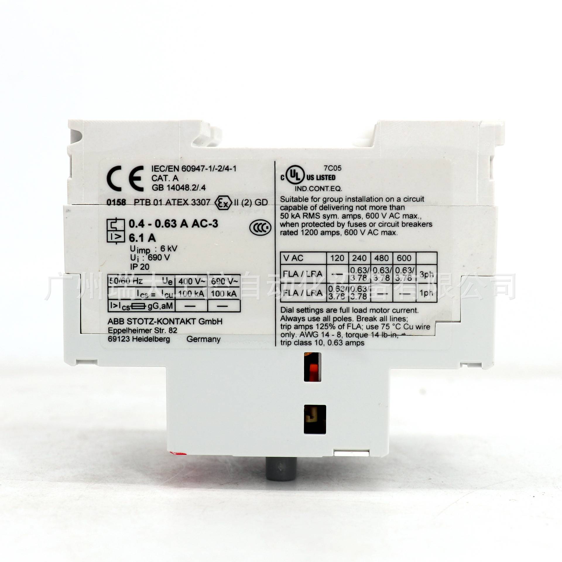 ABB MS325系列电动机保护用断路器 MS325-0.16;82300884