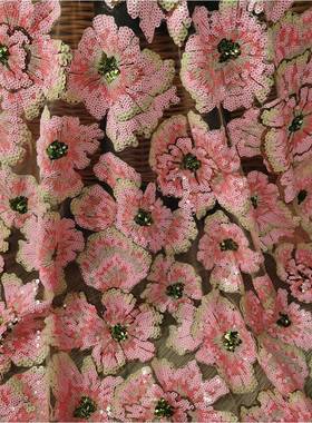 料EG-1921060-EG-19210PK刺彩色亮片珠片绣花布绣面珠管亮片绣多