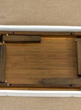 W8黑几胡桃色楠炕桌实木方桌子折叠F76576HT床上学习桌茶饭桌榻竹