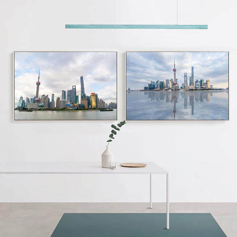 方上海夜ZAT3822A挂画地东明景珠外滩陆家嘴城市风景标装饰画电表
