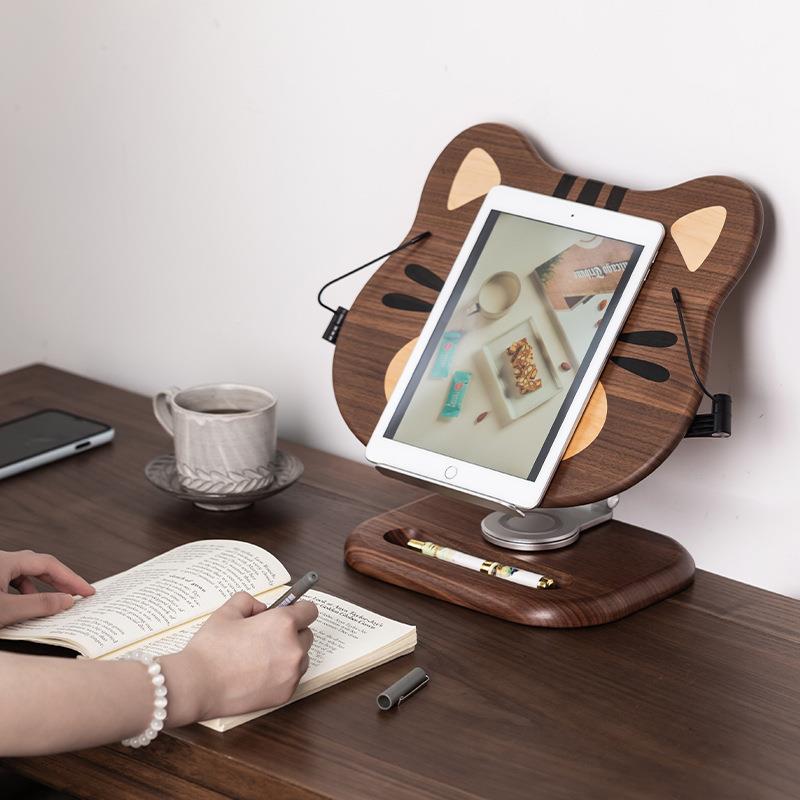 猫实木阅读架读读书KJM支笔记本阅架儿架学习看书绘本可升童降旋