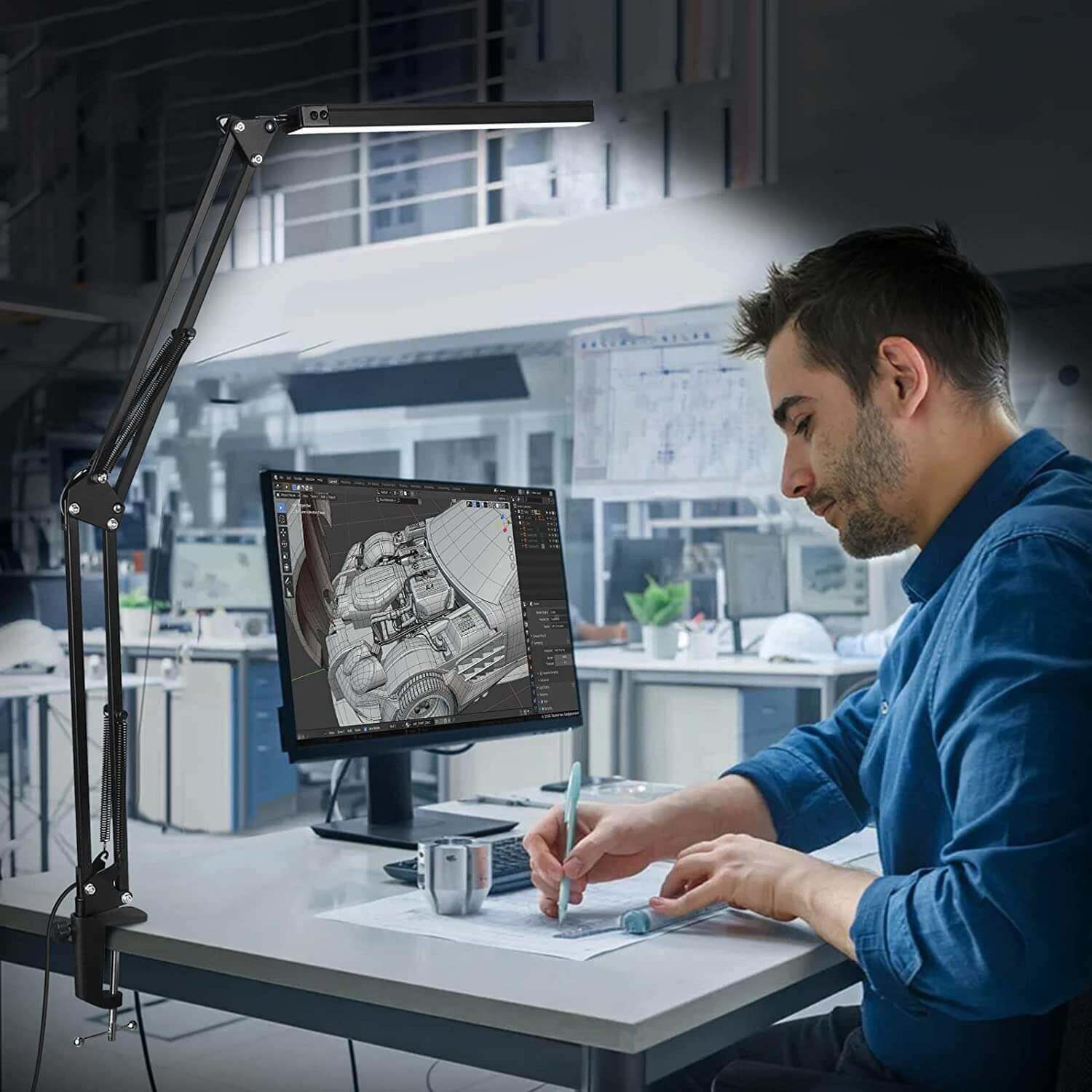 LED室长臂夹叠护眼台F769MJS9灯卧宿舍床头阅读学习工作设折计桌