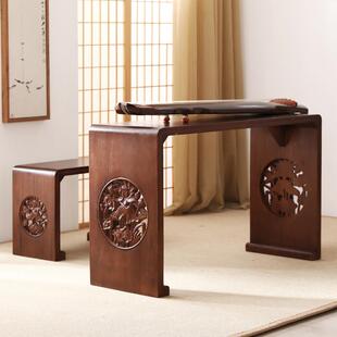 实古木琴桌凳共鸣琴ALthj#y%桌新中式书法桌子国桌桌椅学书画围棋