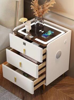 现代简实木家用床约头柜多能功能无线充轻网红奢nd5pwGpn智储物卧