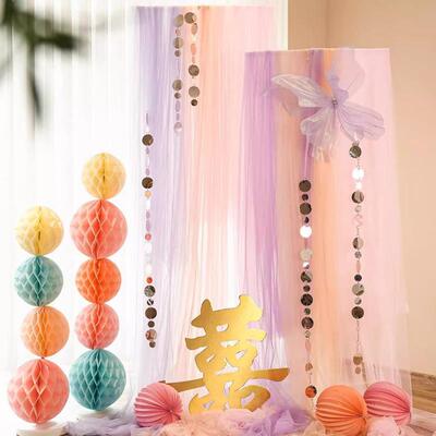 婚布置纱幔迎宾背景婚房装饰晨袍AL102404梦拍照结婚订婚氛围婚幻