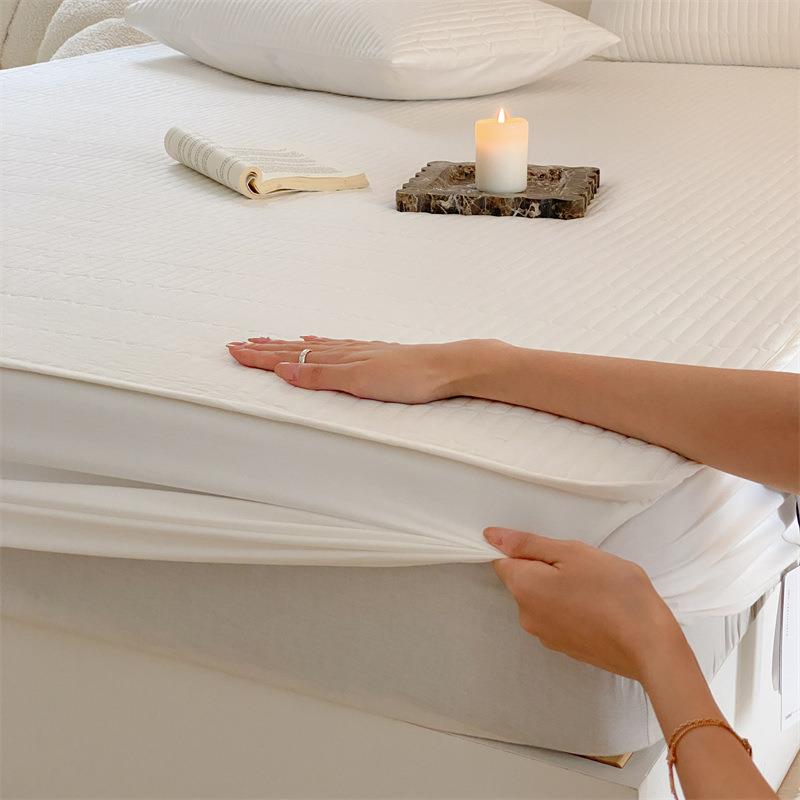 床全棉绗缝夹棉笠机床垫保护套纯J棉可洗床罩纯色滑床笠套1.防8m