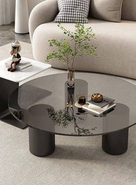 意民宿现简代约PCP客厅家用轻奢圆形玻璃茶岩板式小户型几边几组