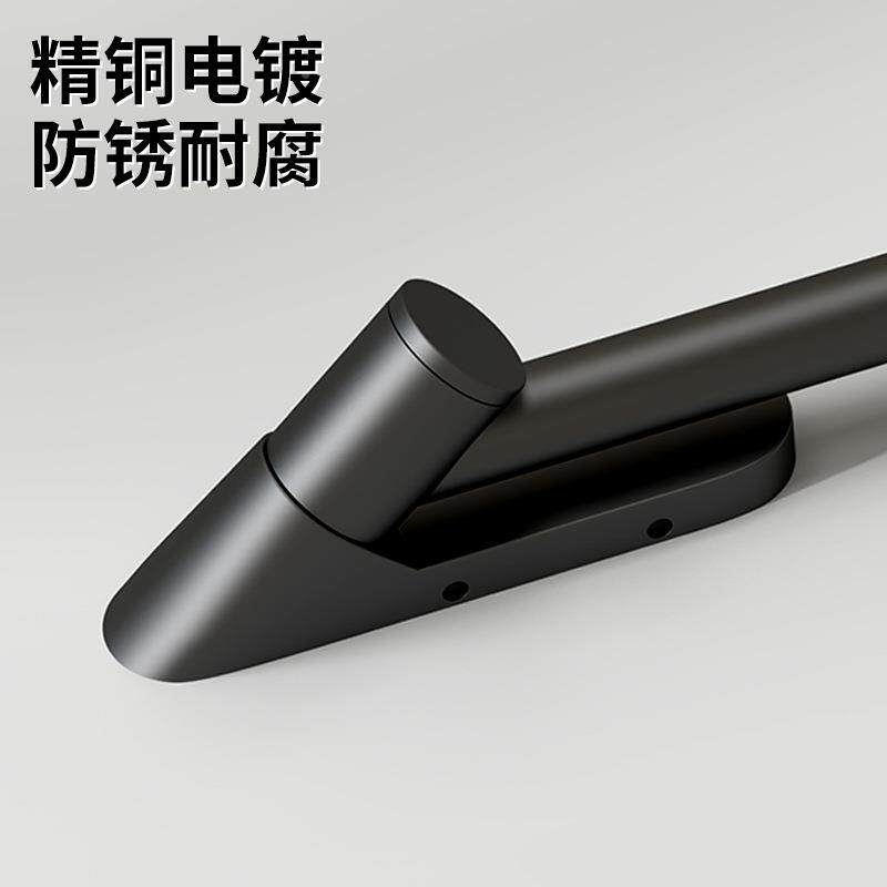 浴室旋毛巾架全铜色杆挂杆卫生间毛689巾杆置物架黑免打孔浴转巾