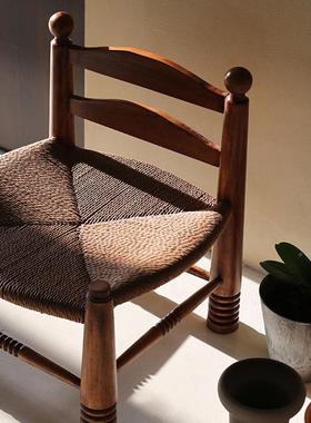 法式复古无品牌/编v绳椅a儿童小矮凳intge藤设编计师家用