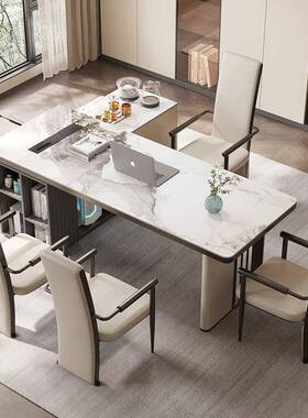 0A岩板茶桌书用桌一体两用现简代约家电脑桌办公老GDC板办公室轻