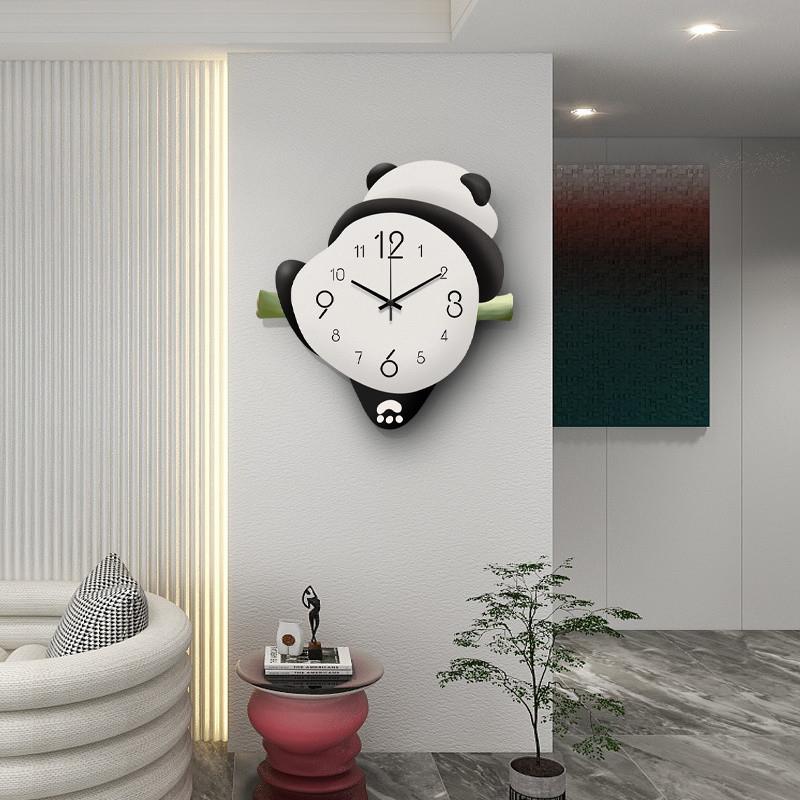 网红熊猫挂钟2TSE02款简约现代新厅钟表家用钟餐厅装饰客画时挂墙