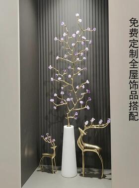 玄关廊水晶发财摆件客树厅走壁龛轻细奢高档竖高长TLA落地艺术装