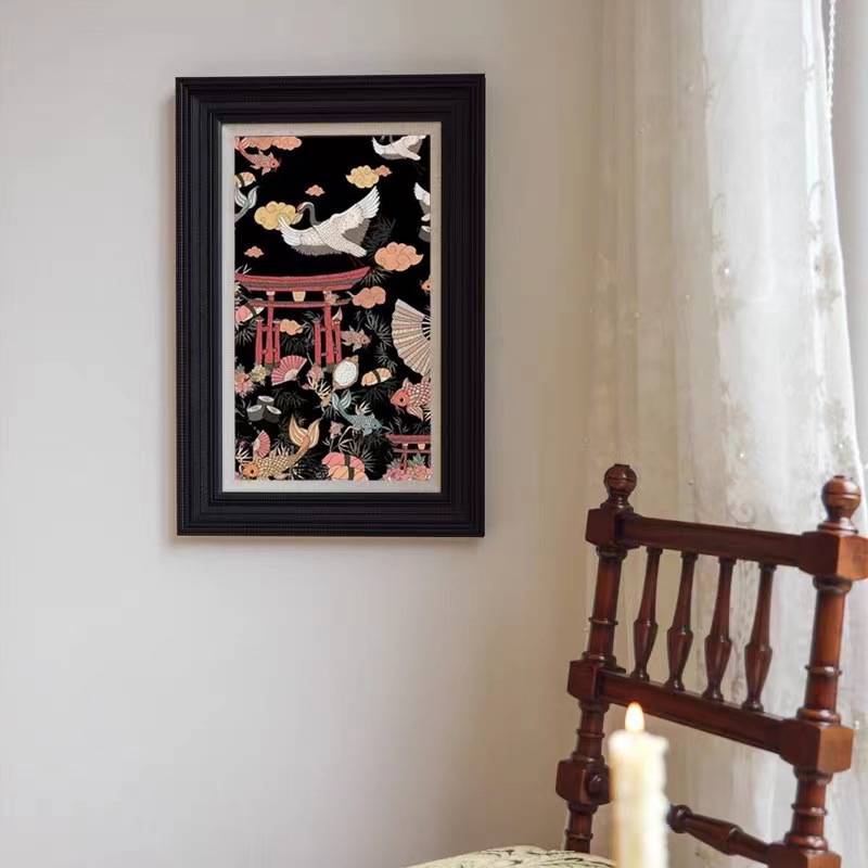 法式中国风复古客厅装饰画新中式古典玄关餐厅书房茶室挂画白鹤图片