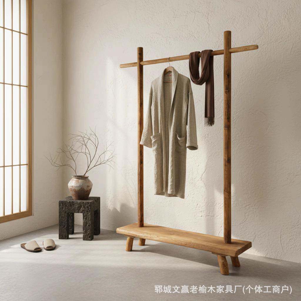 实木衣帽古架中风服装陈列衣架室老榆木挂q2511025架可移动卧橱窗