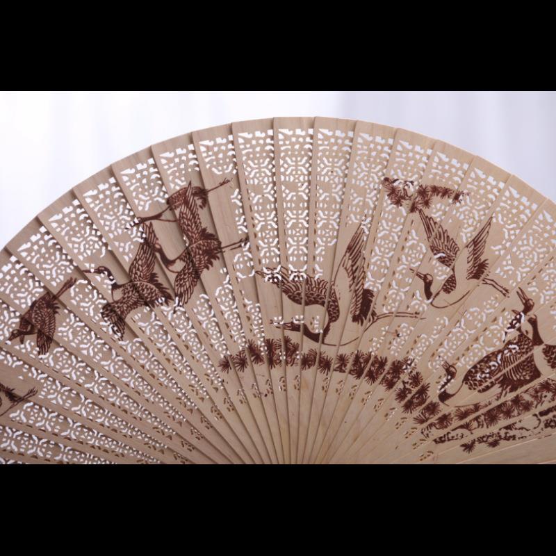镂空金装丝香楠木红折扇风扇沉木网舞蹈扇古风折叠扇子汉服饰