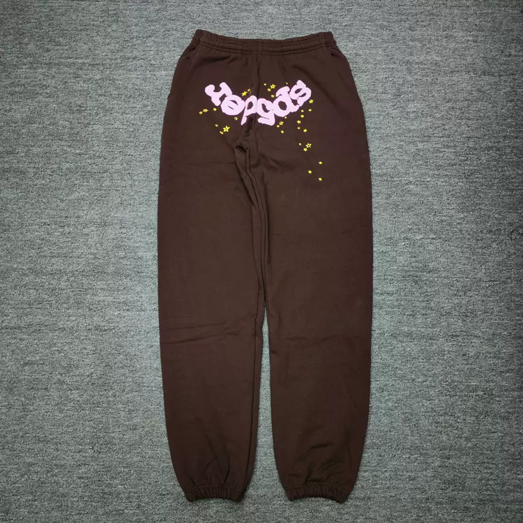 Sp5der FW23【Stock x version】 粉OG Web PINK   蜘蛛网潮牌男女同款长裤卫裤  棕色 S-XXL  830